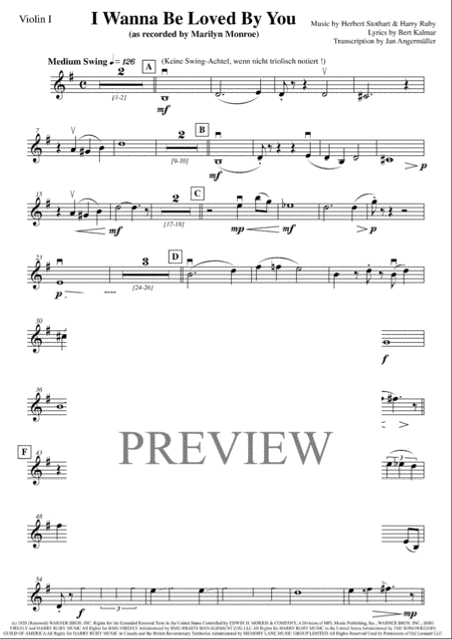 I Wanna Be Loved By You from GOOD BOY String Quartet scores gallery preview page 1