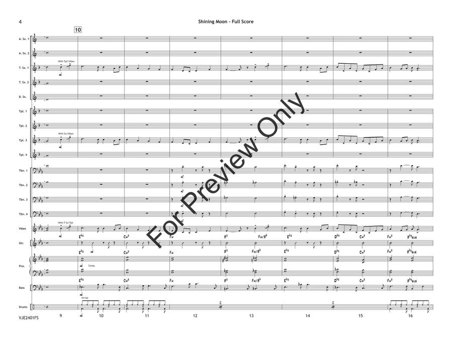 Shining Moon (Score) Jazz Ensemble scores gallery preview page 5
