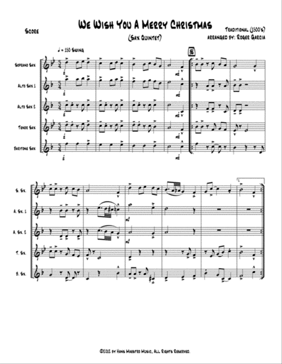 We Wish You A Merry Christmas Woodwind Quintet scores gallery preview page 2