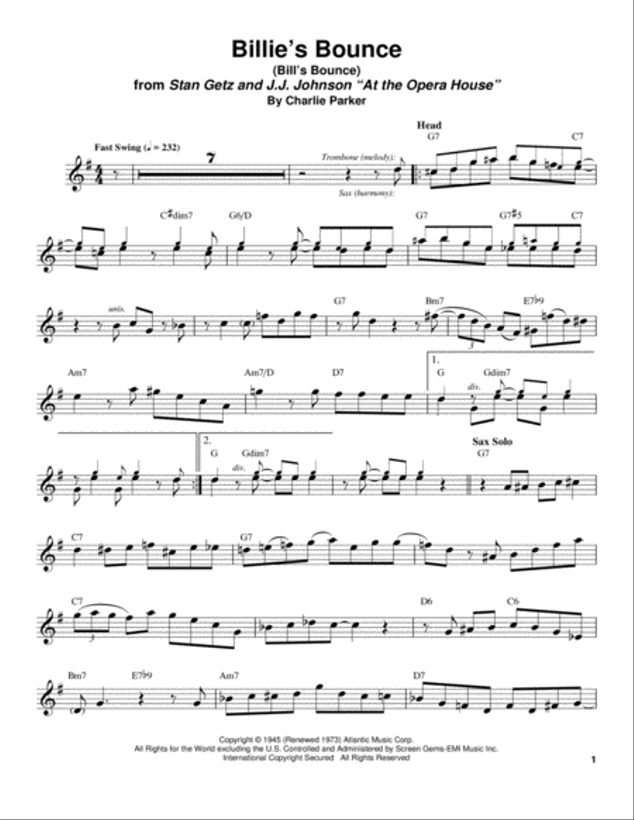 Billie's Bounce (Bill's Bounce) School and Community scores gallery preview page 1
