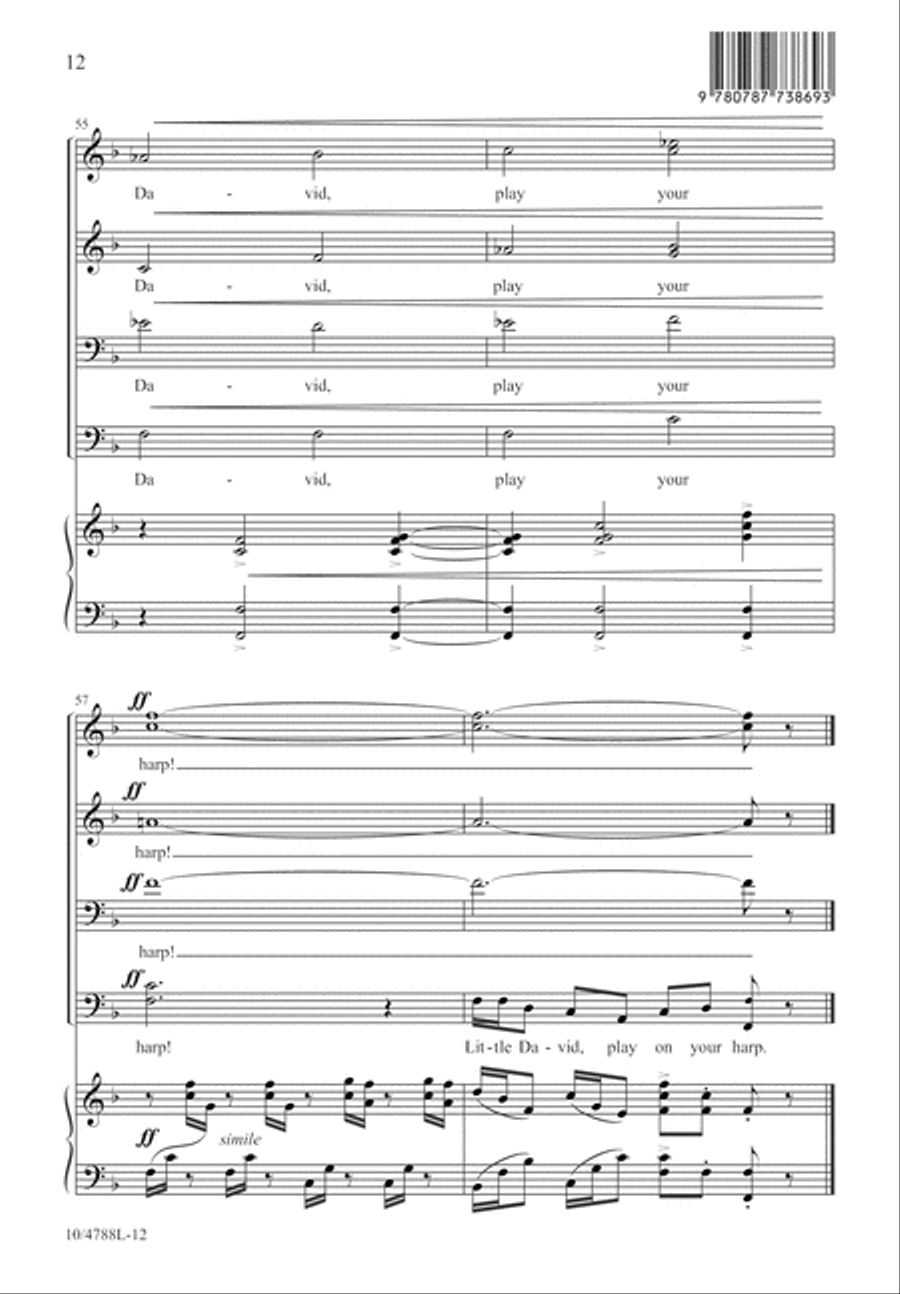 Little David, Play on Your Harp 4-Part scores gallery preview page 12