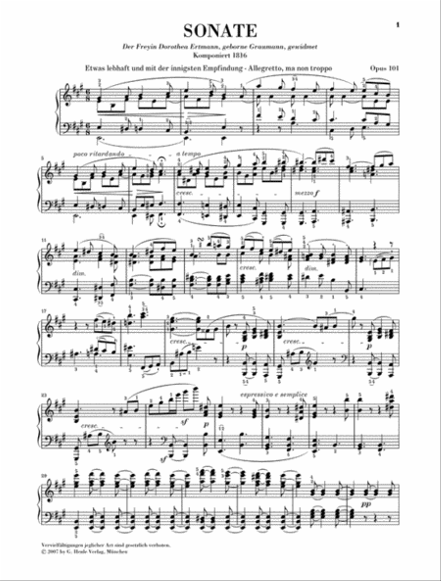 Beethoven: Sonata No. 28 in A Major, Opus 101 Piano Solo scores gallery preview page 2