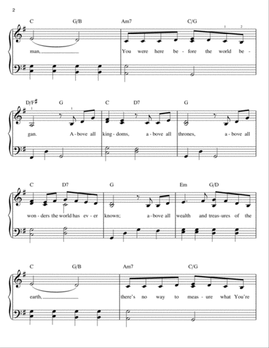 Above All Easy Piano scores gallery preview page 2