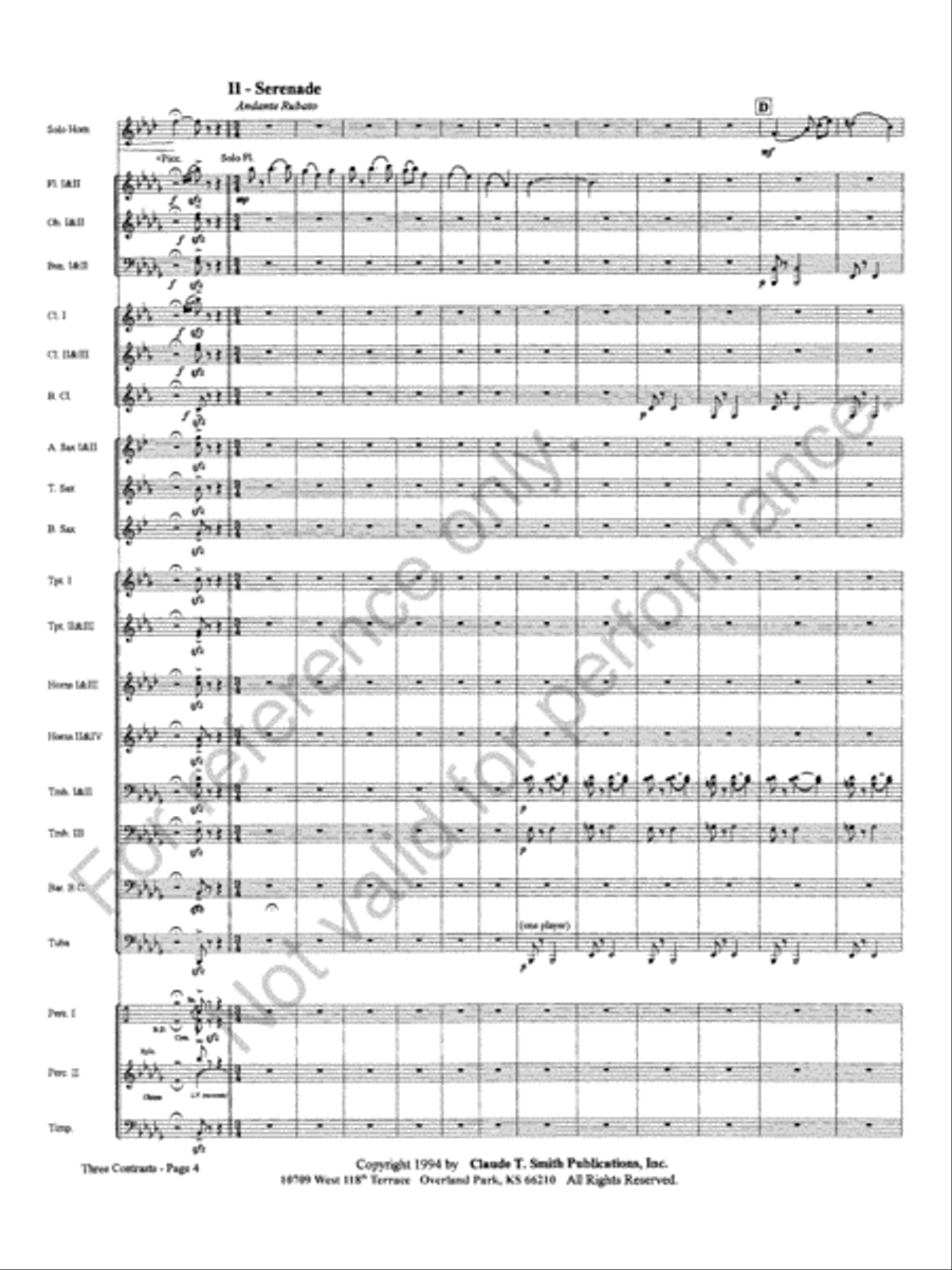 Three Contrasts for Two Horns And Wind Ensemble Concert Band scores gallery preview page 8