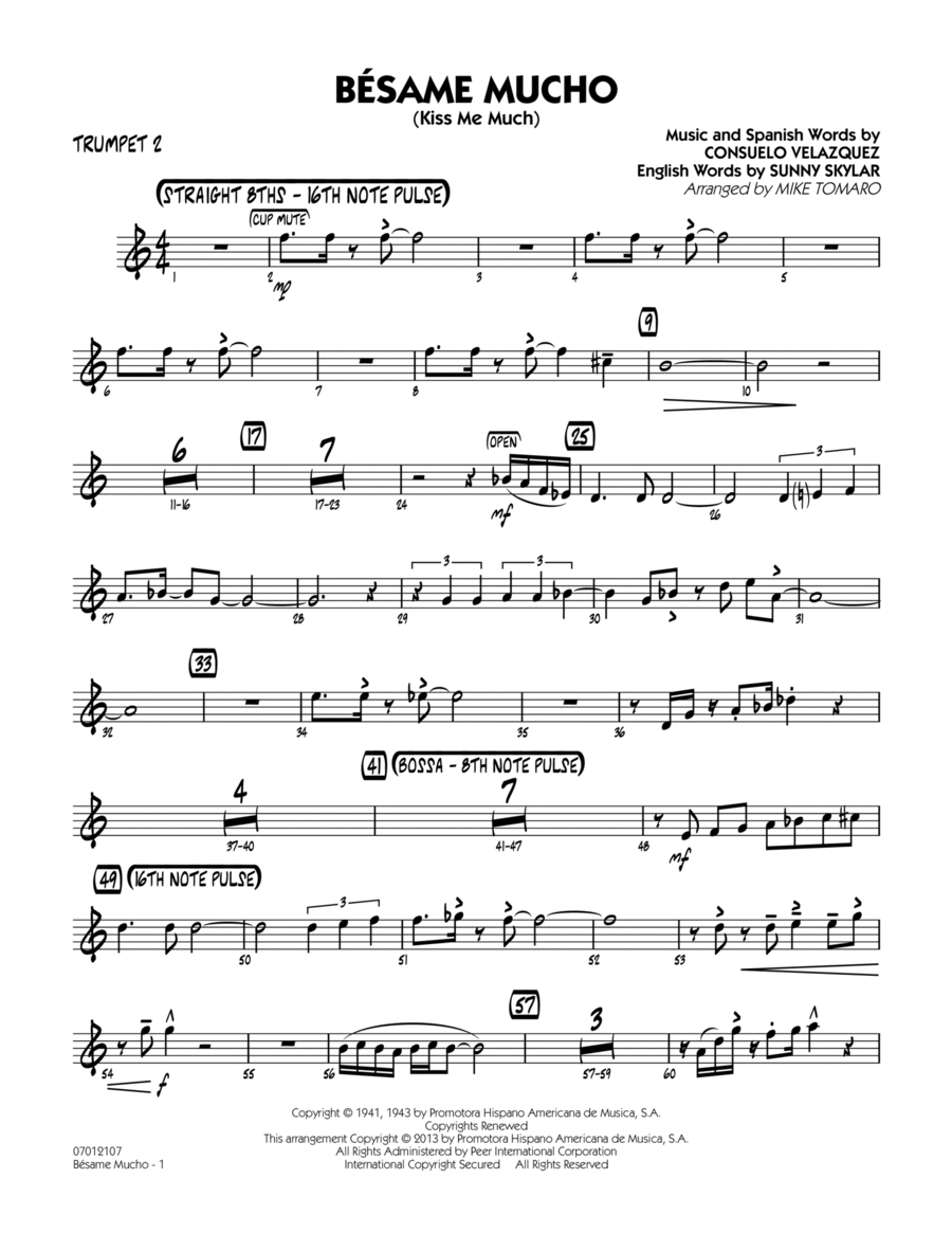 Besame Mucho (Kiss Me Much) - Trumpet 2