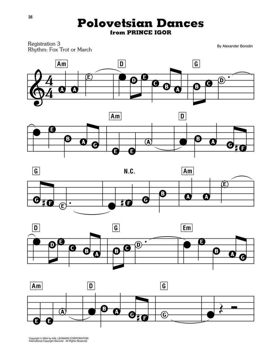 Polovetsian Dances Electronic Keyboard scores gallery preview page 1