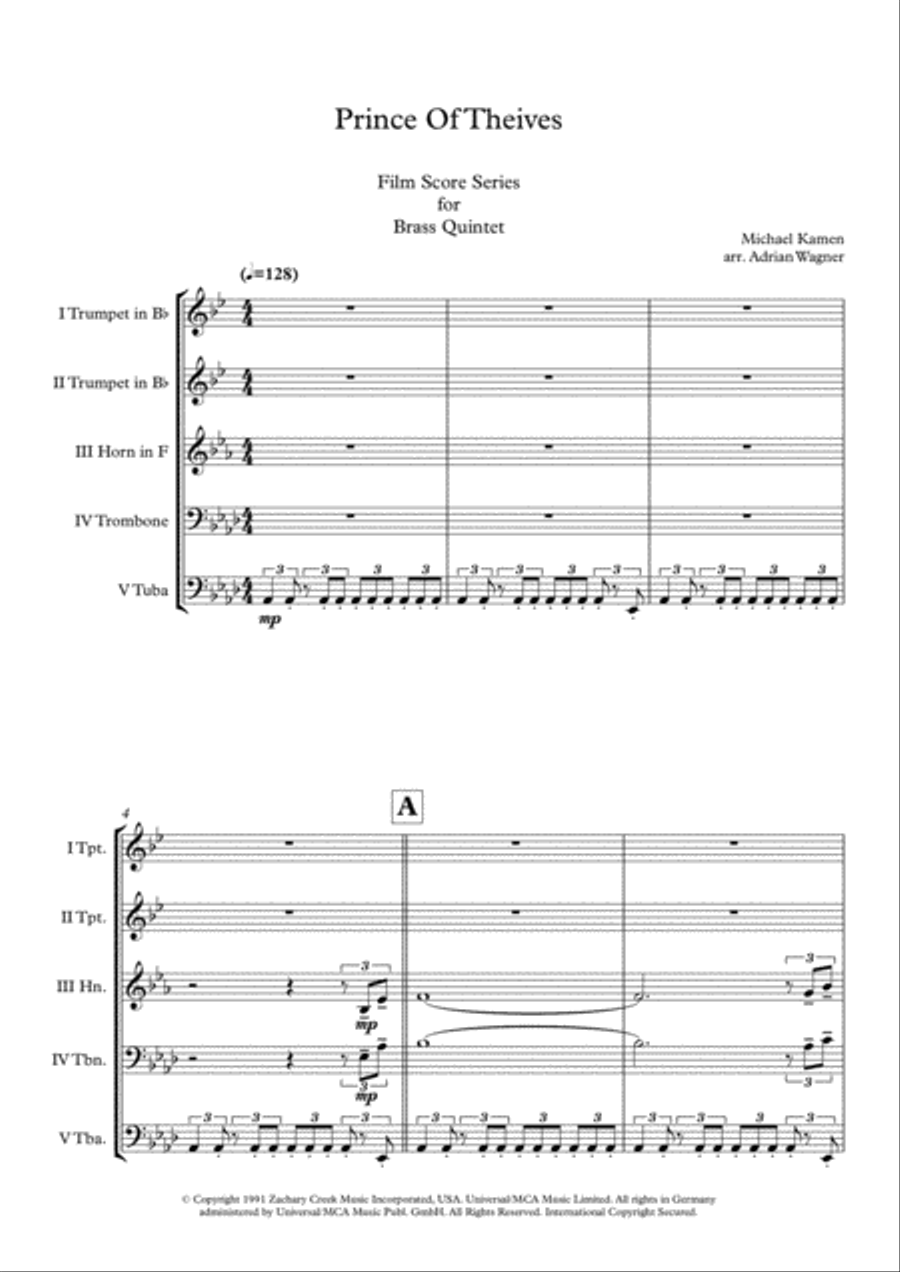 Main Title-prince Of Thieves Brass Quintet scores gallery preview page 3