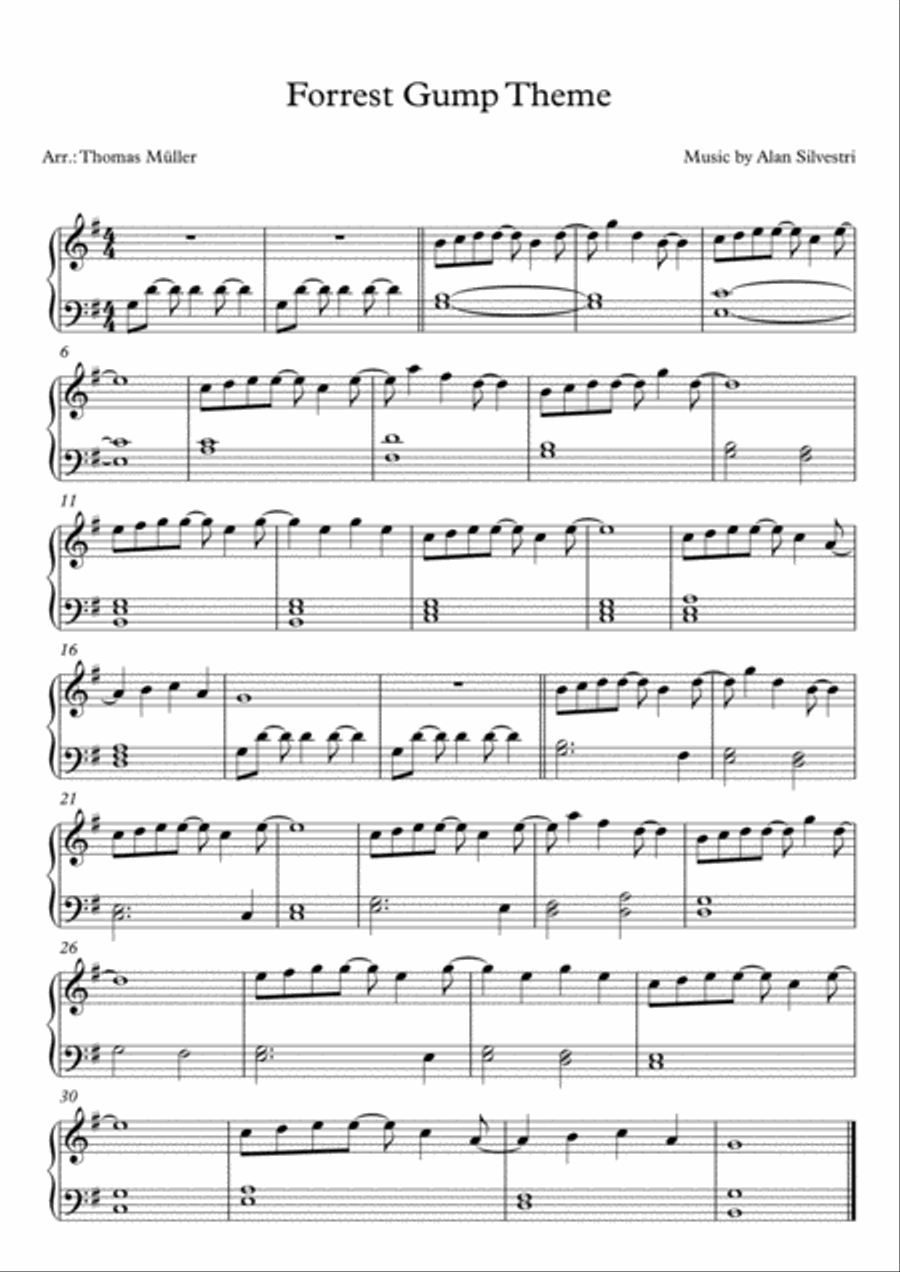 I'm Forrest... Forrest Gump Easy Piano scores gallery preview page 1