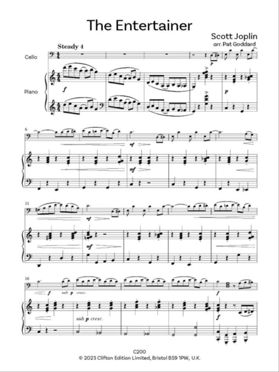 Joplin Rags for Cello and Piano Piano Accompaniment scores gallery preview page 2