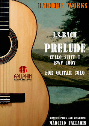 Book cover for PRELUDE - BWV 1007 CELLO SUITE - J.S.BACH - FOR GUITAR SOLO