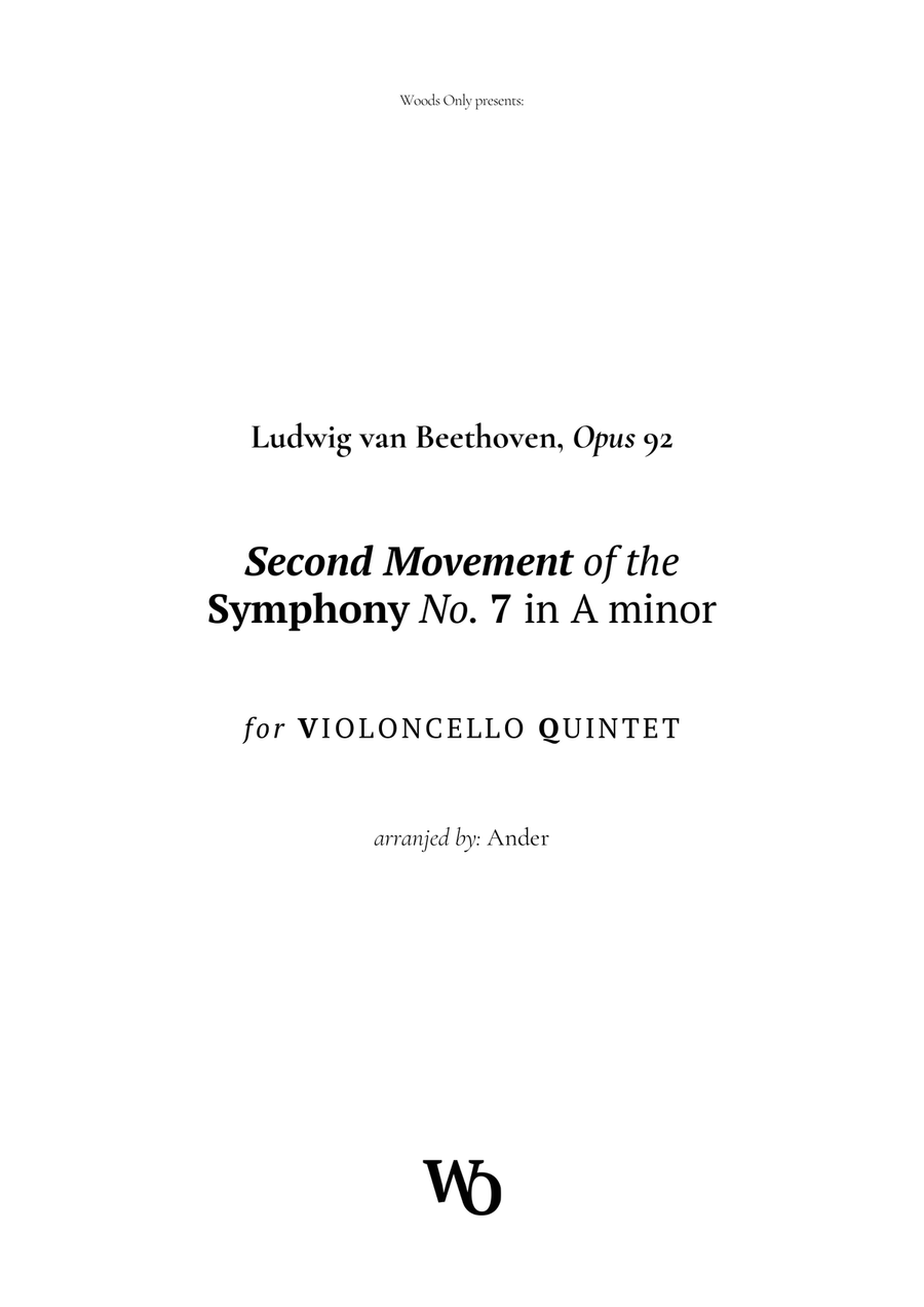 2nd Movement of Symphony No. 7 by Beethoven for Cello Quintet String Quintet scores gallery preview page 1