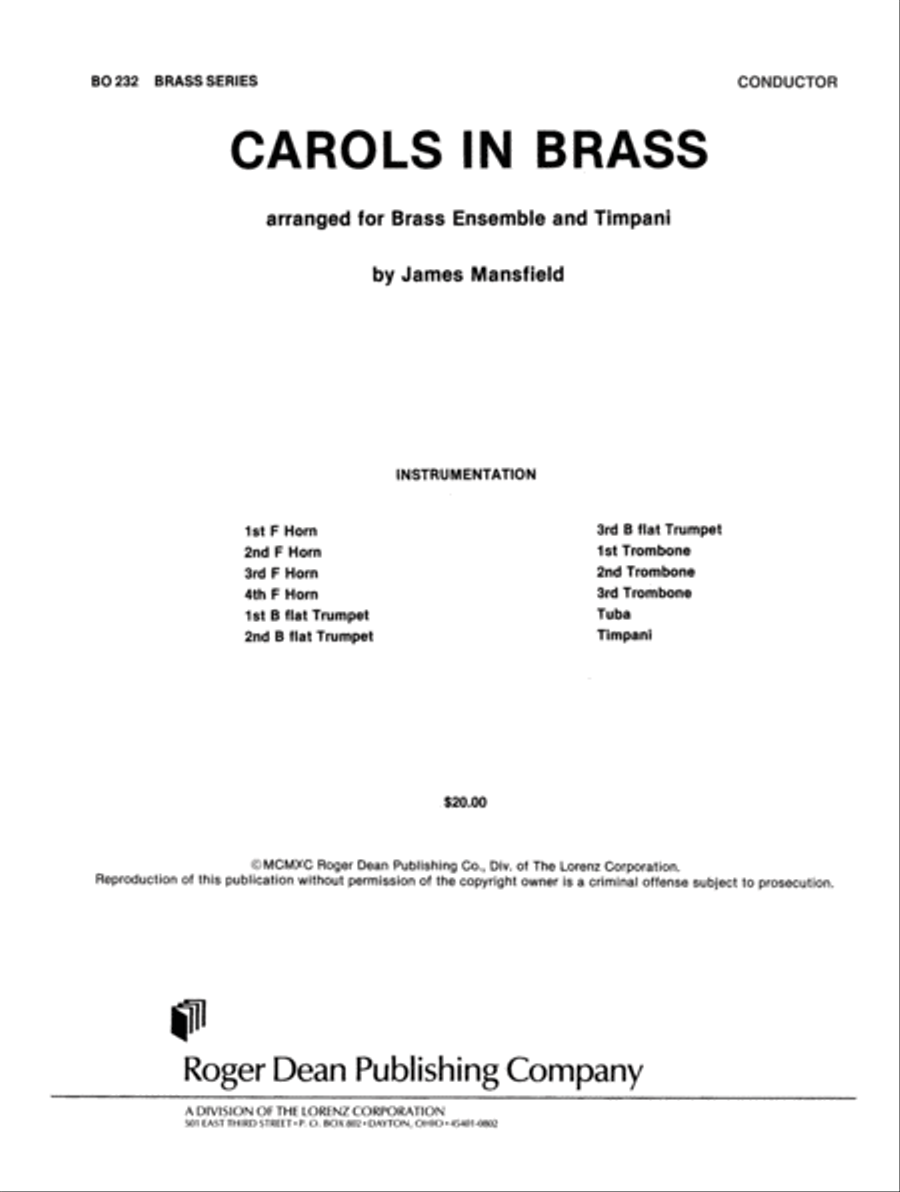 Carols in Brass Brass Ensemble scores gallery preview page 1