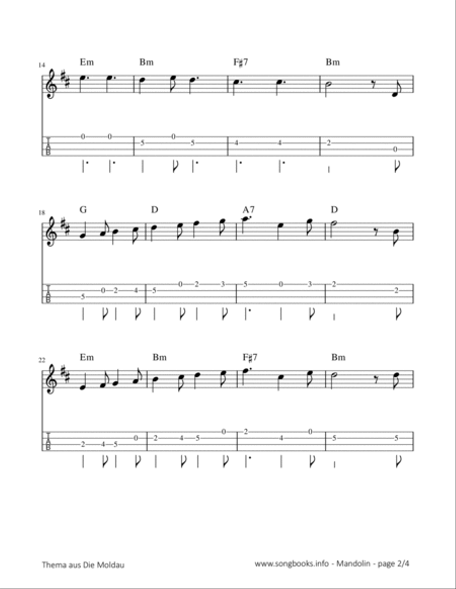 Thema aus Die Moldau - B. Smetana Mandolin scores gallery preview page 2