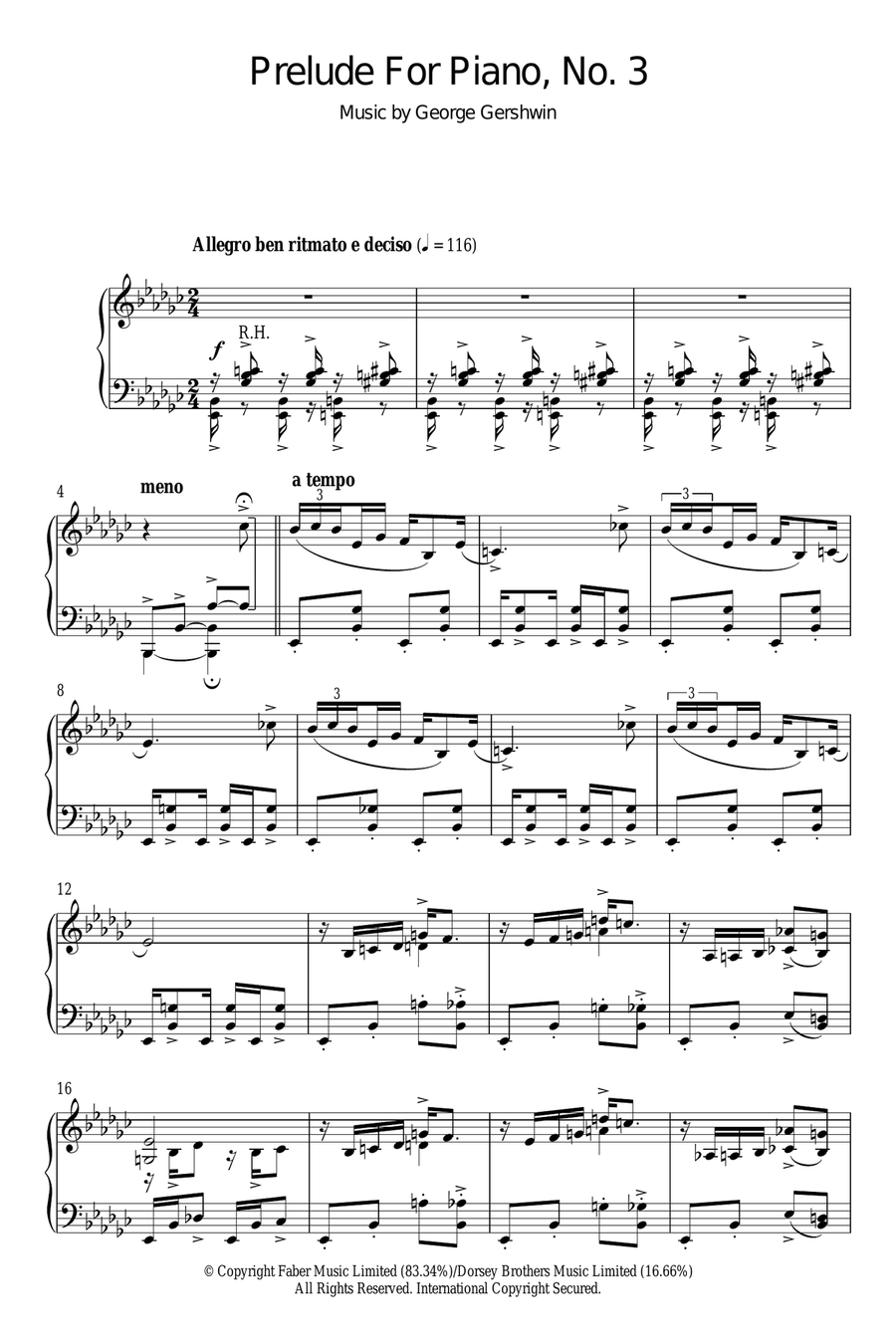 Prelude For Piano, No.3 Prelude For Piano, No.3 Piano Solo scores gallery preview page 1