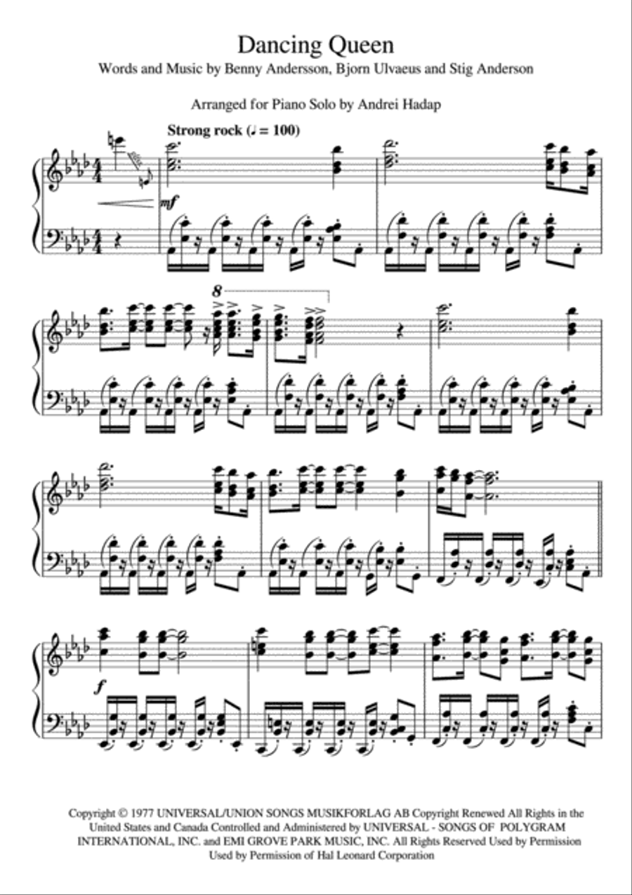 Dancing Queen Piano, Vocal, Guitar scores gallery preview page 2