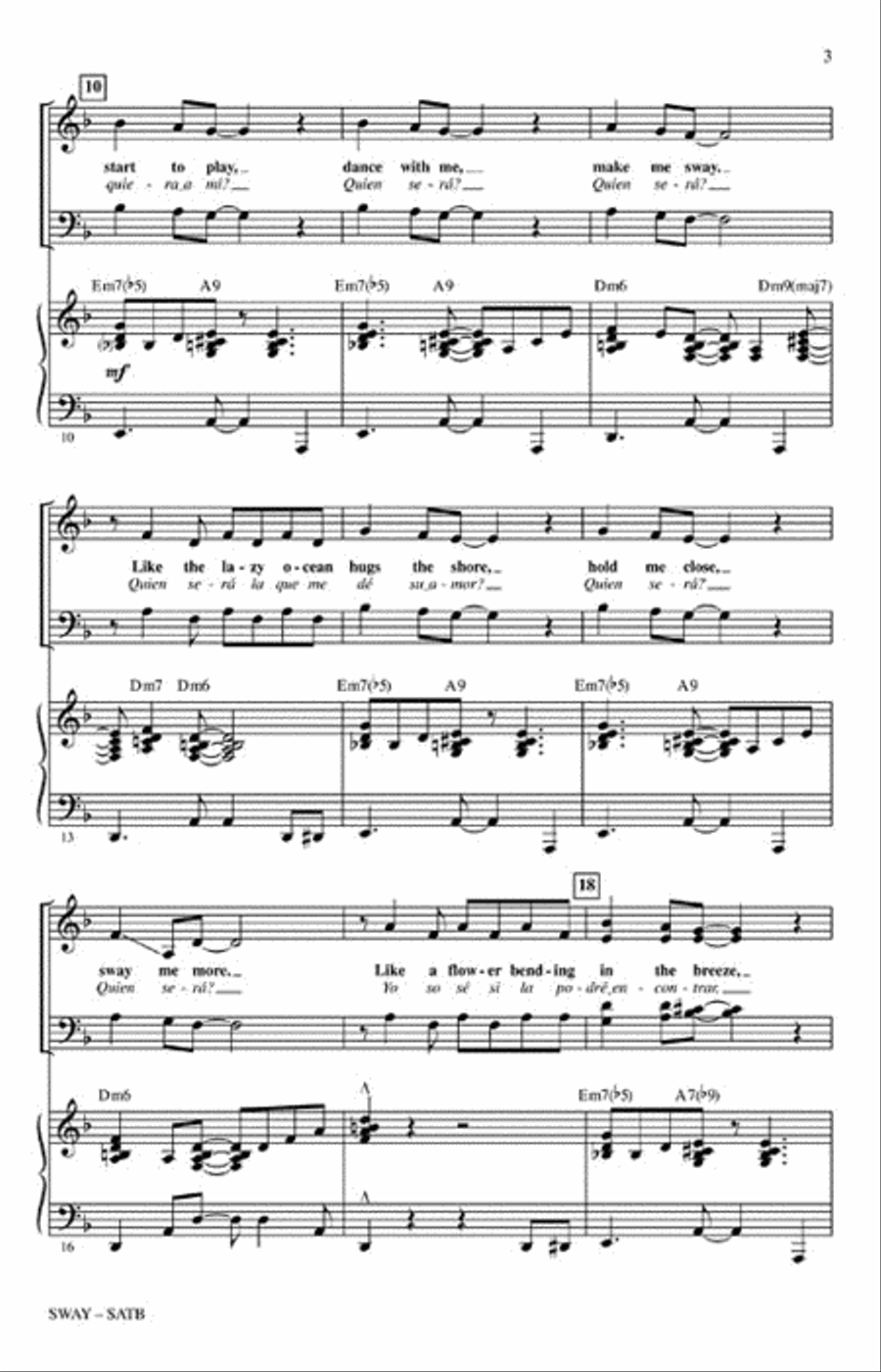 Sway (Quien Será) 4-Part scores gallery preview page 3