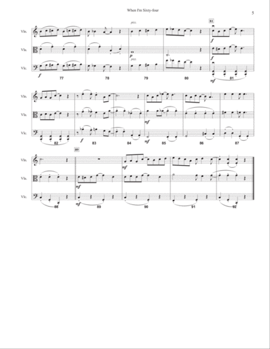 When I'm Sixty-Four String Trio scores gallery preview page 5