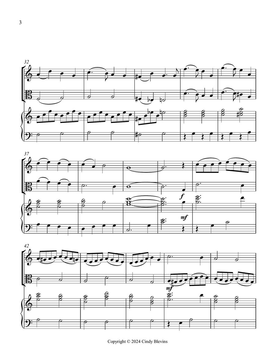 I Heard the Bells On Christmas Day, for Violin, Viola and Piano Violin scores gallery preview page 4