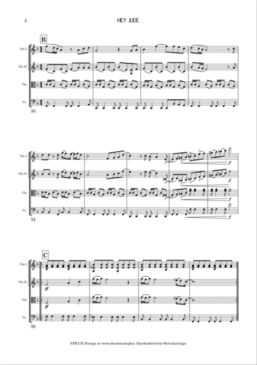 Hey Jude String Quartet scores gallery preview page 4