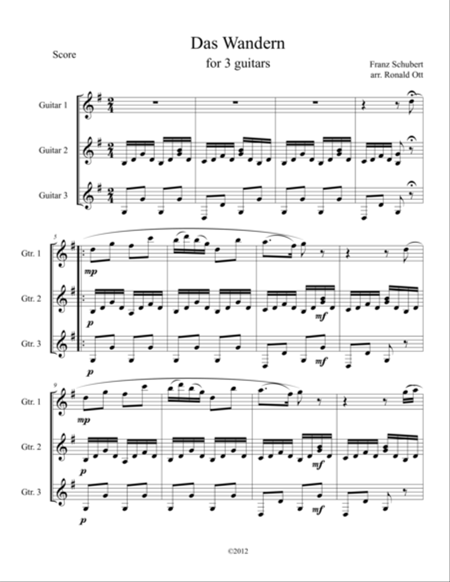 Wandern Guitar Ensemble scores gallery preview page 1