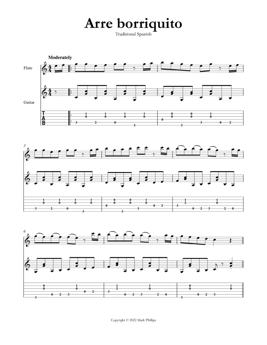 Arre borriquito Arre borriquito Flute scores gallery preview page 1