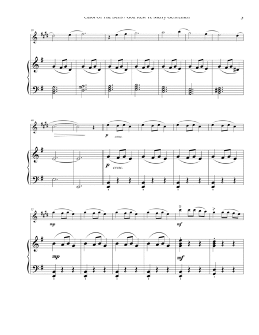 Carol of the Bells / God Rest Ye Merry Gentlemen – Baritone Sax Woodwind Duet scores gallery preview page 3