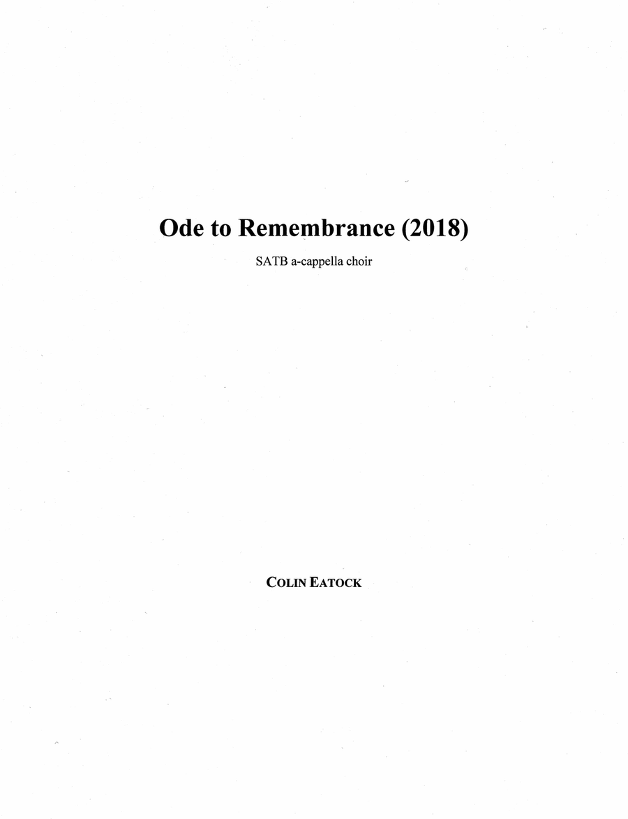 Ode to Remembrance (2018) 4-Part scores gallery preview page 1
