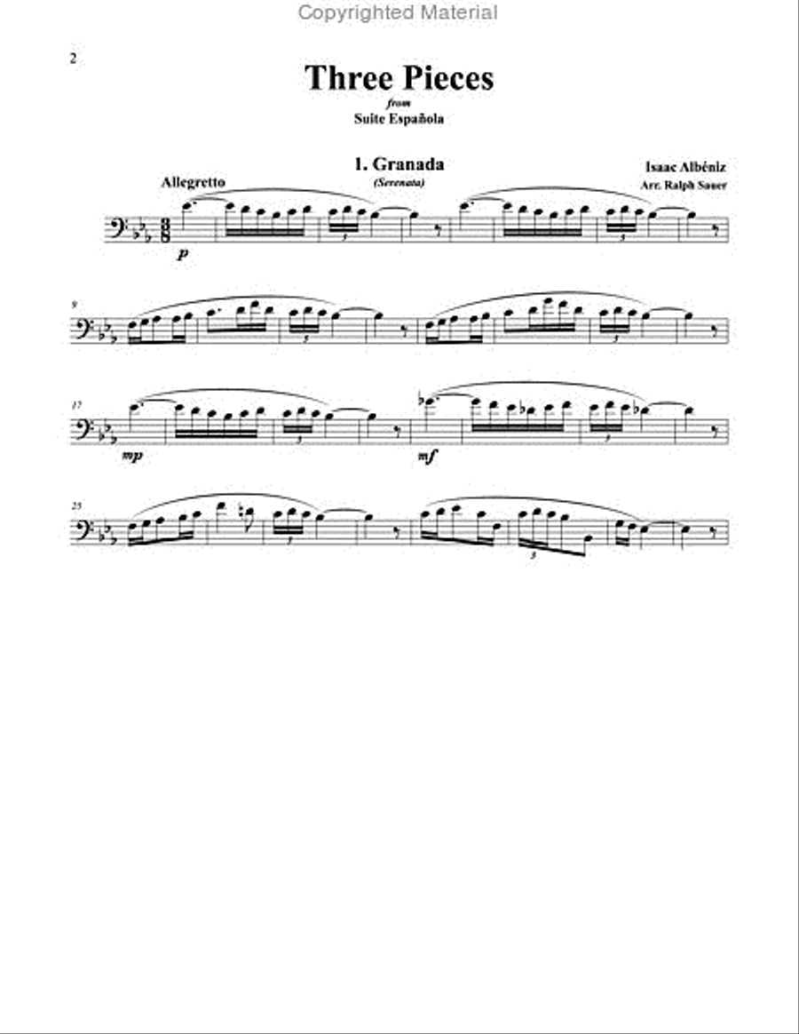 Three Pieces from Suite Espanola for Euphonium and Piano Euphonium scores gallery preview page 2