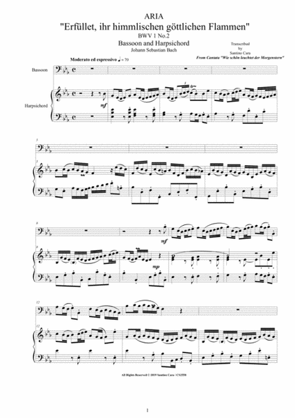 Bach - Aria (Erfüllet, ihr himmlichen, göttlichen Flammen) BWV 1 No.3, Bassoon and Harpsichord image number null