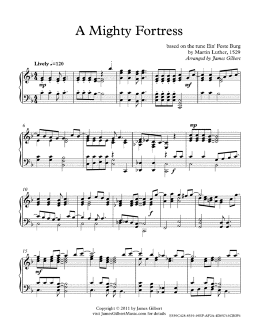 A Mighty Fortress Piano Solo scores gallery preview page 2