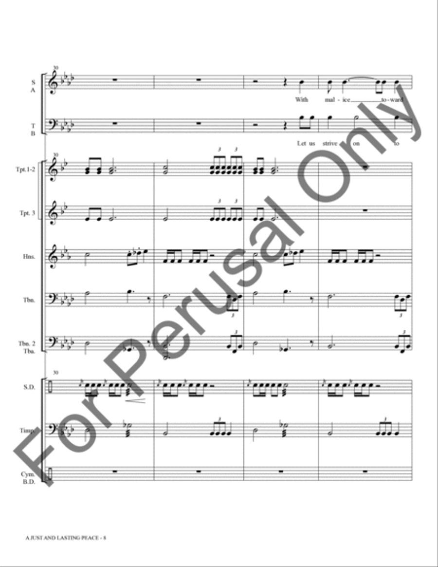 A Just And Lasting Peace (Brass and Percussion Score/Parts) Choir scores gallery preview page 9