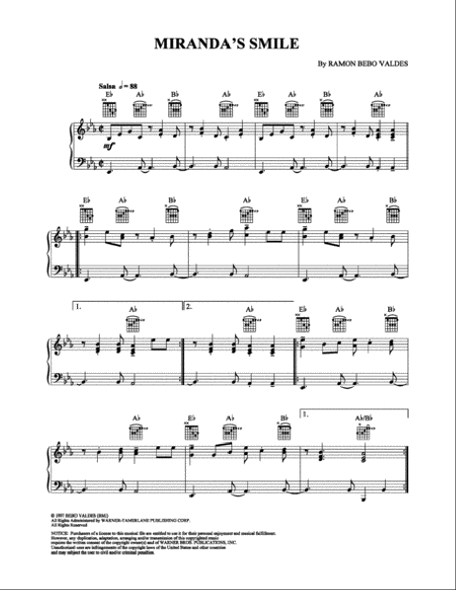 Miranda's Smile Miranda's Smile Piano Solo scores gallery preview page 1