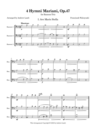 Franciszek Walczyński | 4 Hymni Mariani, Op.47 (for Bassoon Trio)