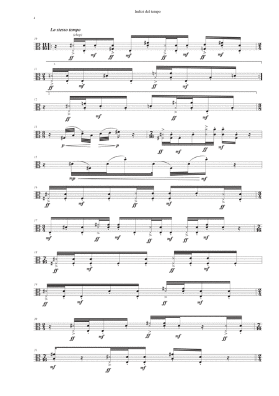 Alessandro Salandrini: INDIZI DEL TEMPO (ES-22-010) Viola Solo scores gallery preview page 4