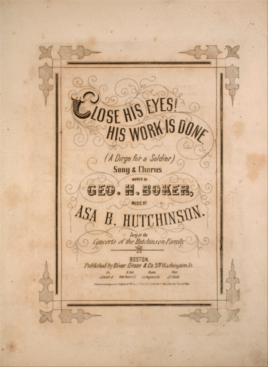 Close His Eyes! His Work is Done. (A Dirge for a Soldier). Song & Chorus 4-Part scores gallery preview page 1