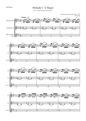 Prelude 1 in C Major BWV 846 (from Well-Tempered Clavier Book 1) for Clarinet Trio