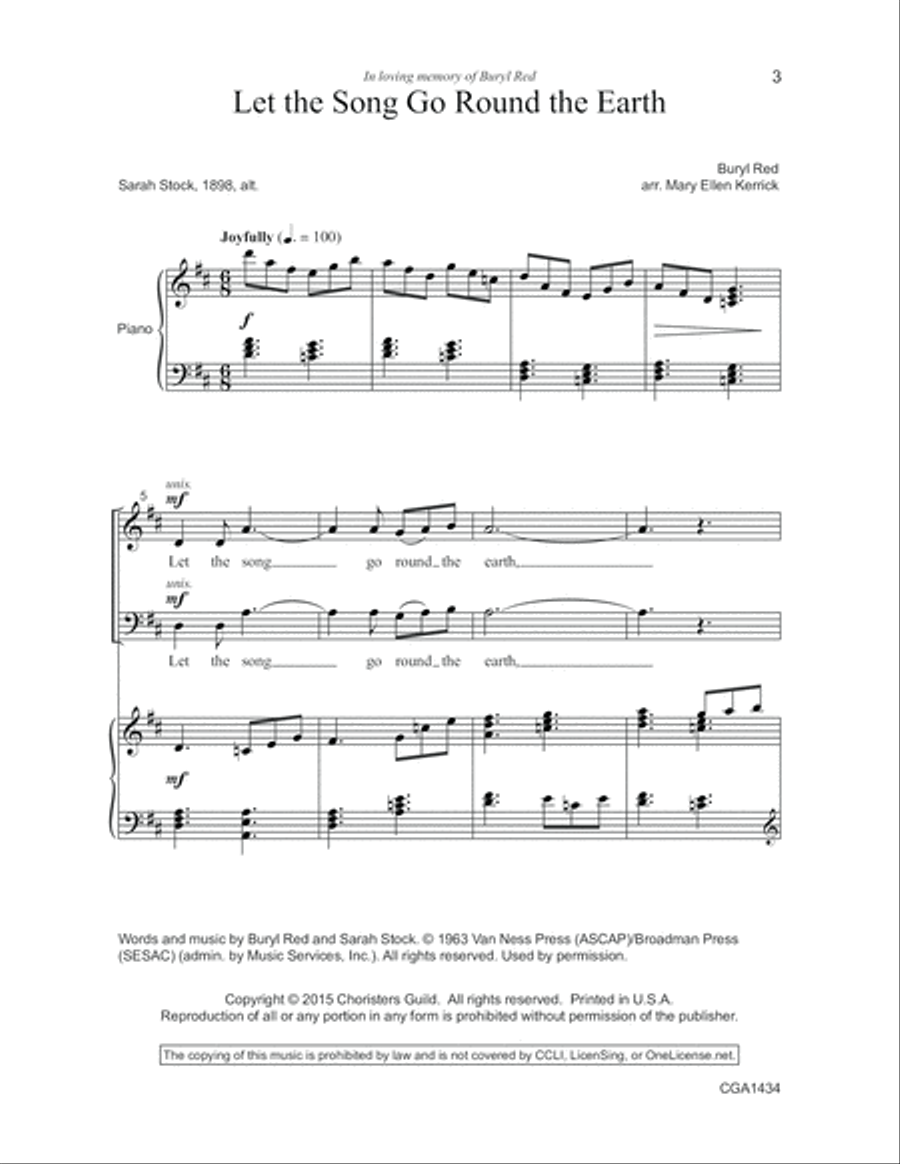 Let the Song Go Round the Earth 4-Part scores gallery preview page 2