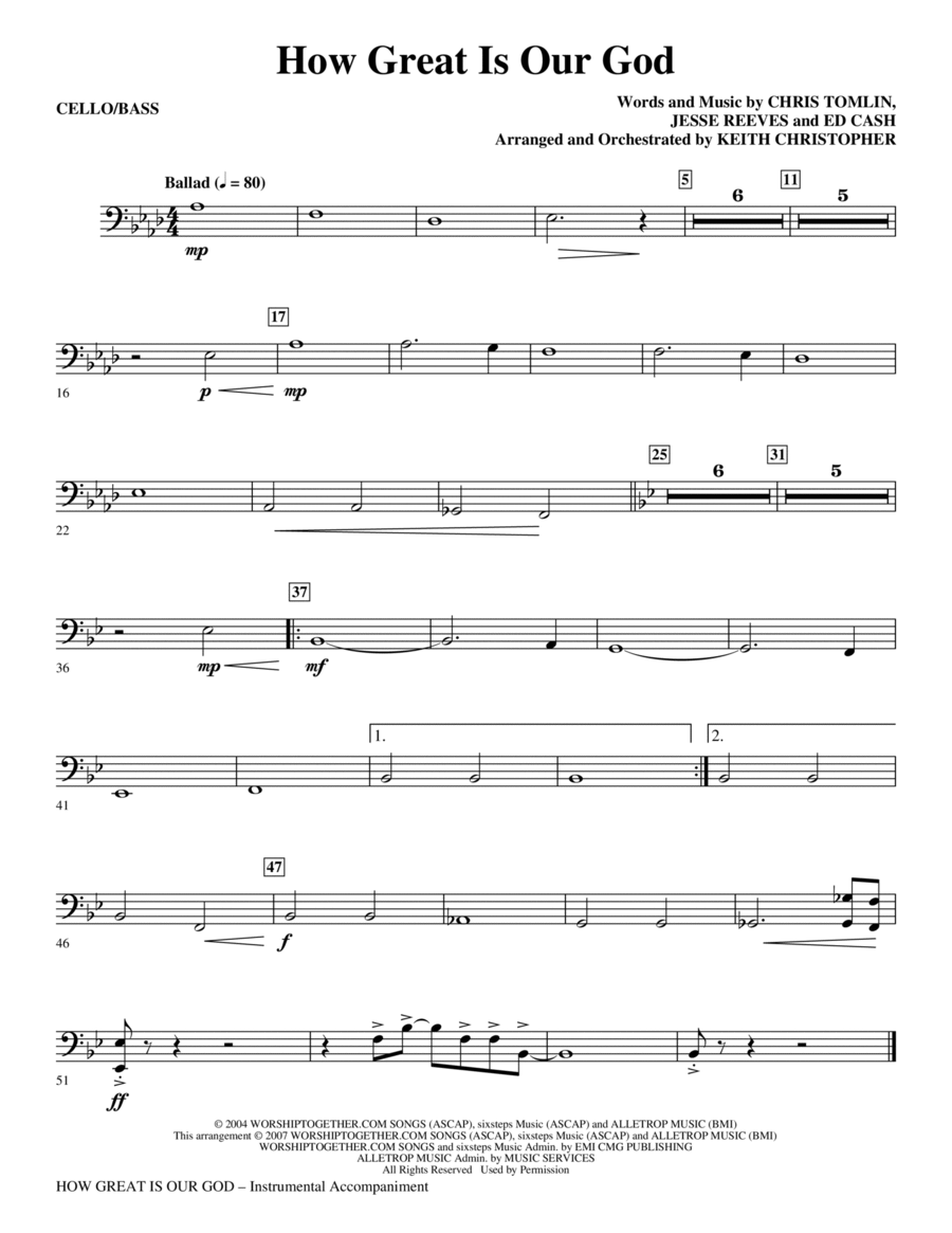 How Great Is Our God - Cello/Bass Choir scores gallery preview page 1