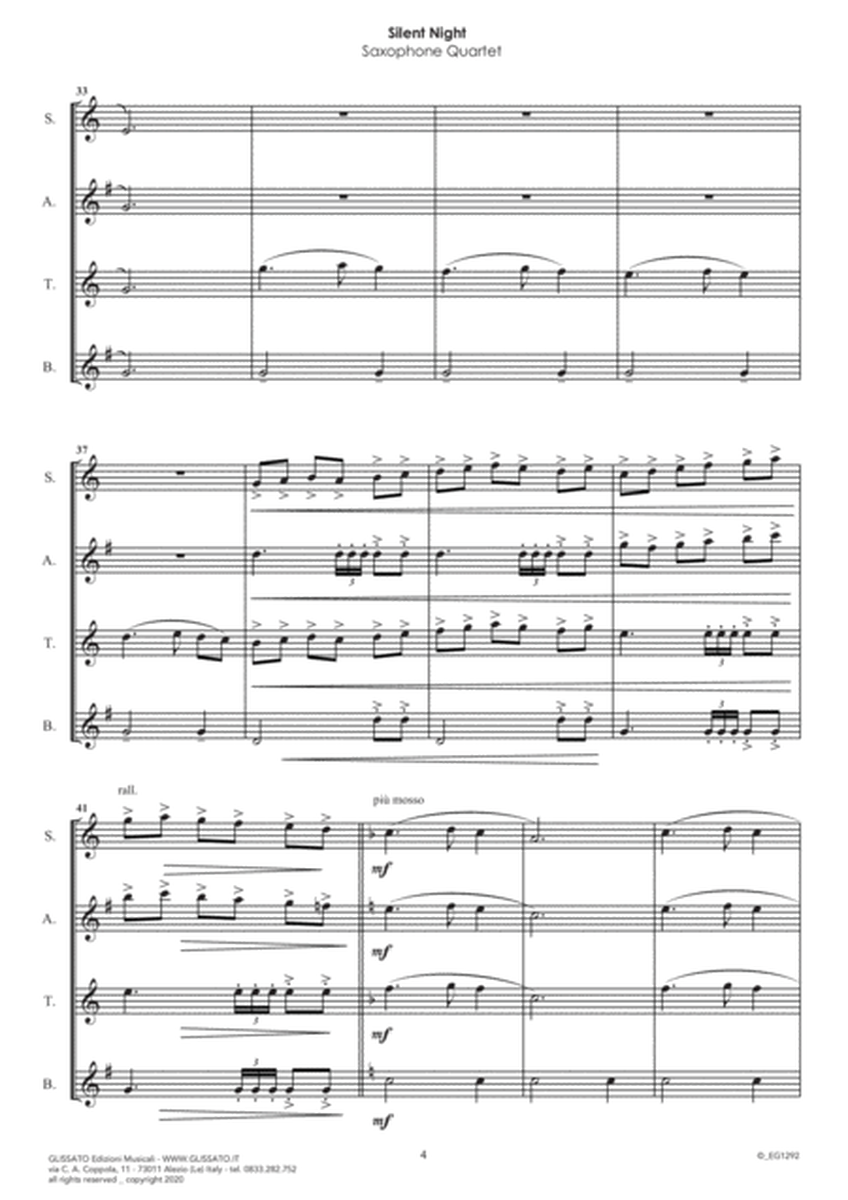 Silent Night - Sax Quartet (score & parts) image number null