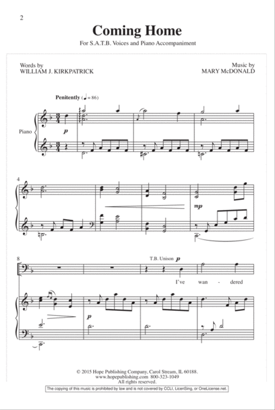 Coming Home Coming Home 4-Part scores gallery preview page 3