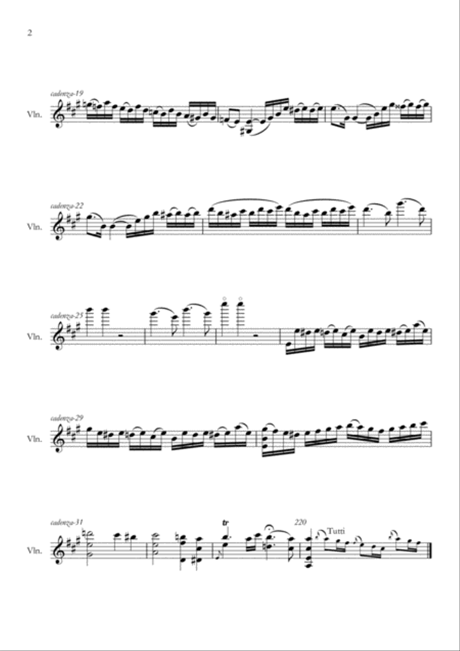 Mozart Violin Concerto no. 5 - Cadenzas Violin Solo scores gallery preview page 3