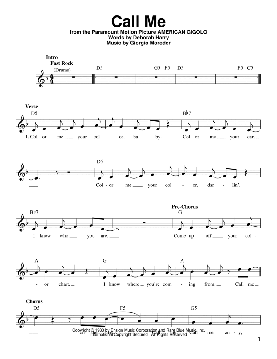 Call Me Call Me Voice scores gallery preview page 1