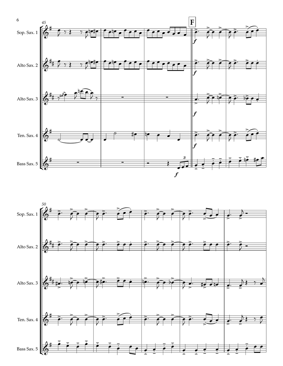 A String Of Pearls Saxophone Quintet scores gallery preview page 6