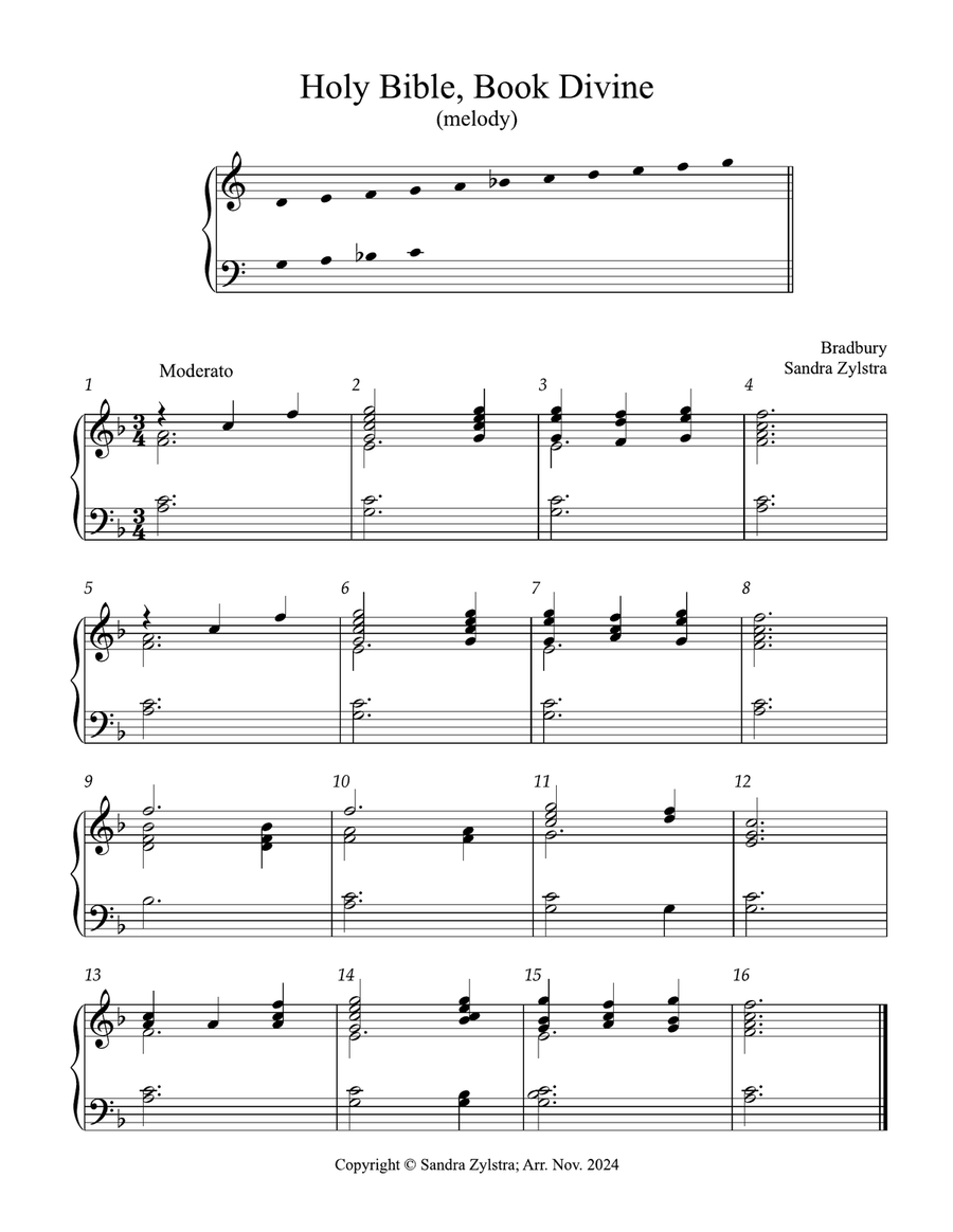 Holy Bible, Book Divine (2 octave handbells) 2-Octaves scores gallery preview page 1