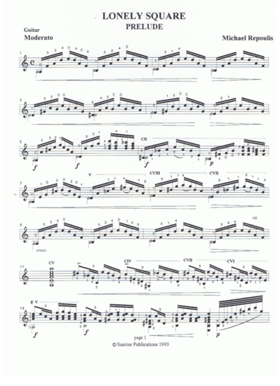 Lonely Square - Prelude Lonely Square - Prelude Classical Guitar scores gallery preview page 1