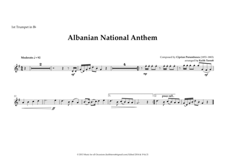 Albanian National Anthem for Brass Quintet & Percussion image number null