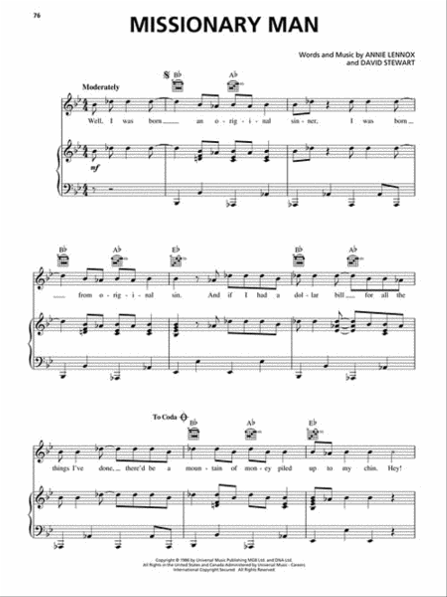 Eurythmics – Ultimate Collection Piano, Vocal, Guitar scores gallery preview page 4