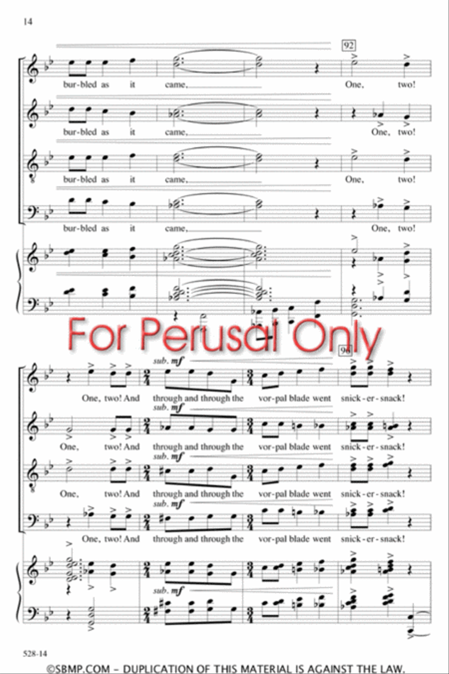 Jabberwocky - SATB Octavo 4-Part scores gallery preview page 13