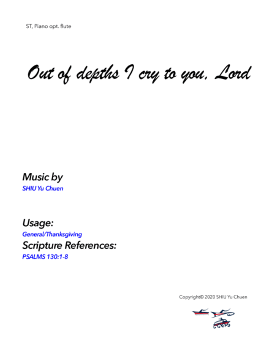 Out of depths I cry to you, Lord Piano, Vocal, Guitar scores gallery preview page 1