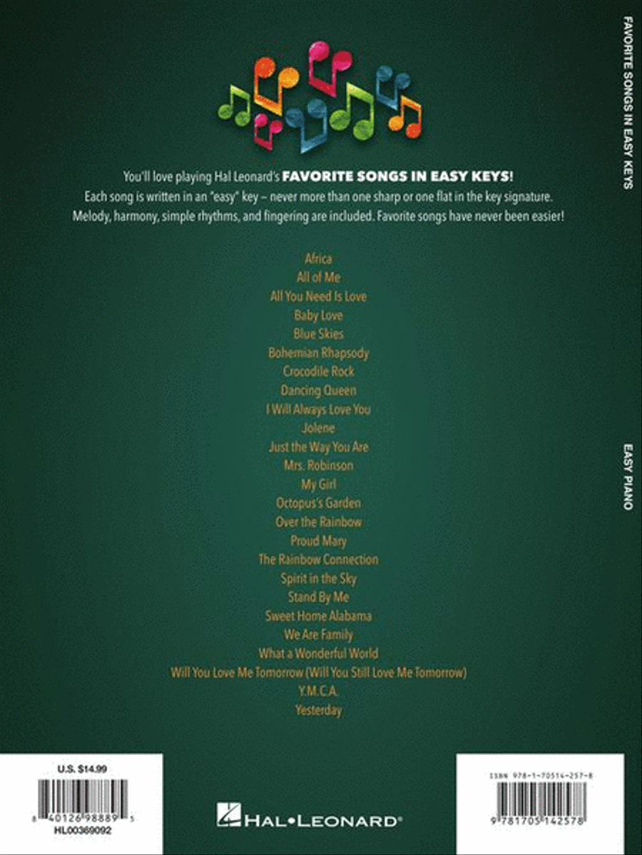 Favorite Songs – In Easy Keys Easy Piano scores gallery preview page 8